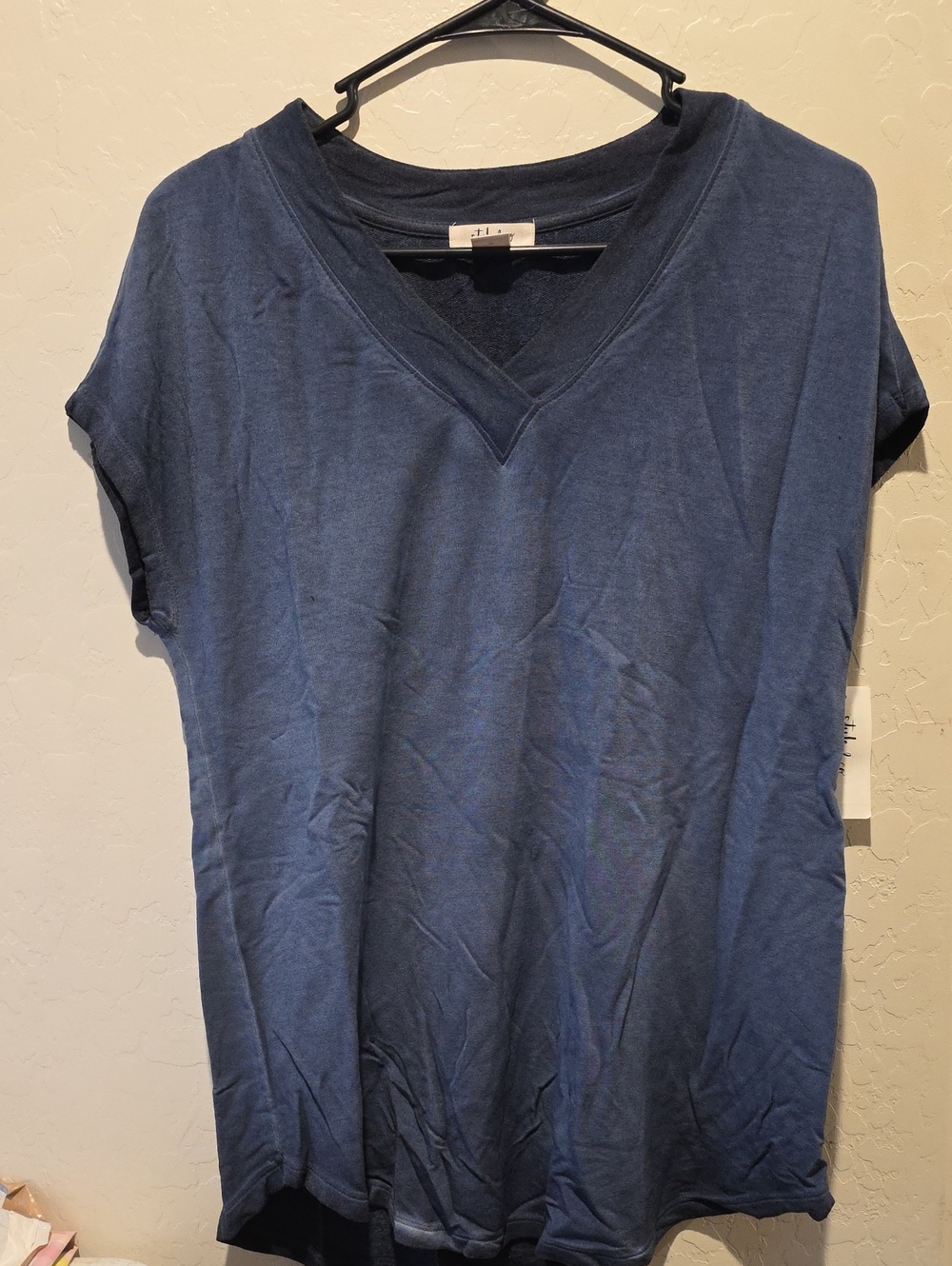Style & Co. Navy V-Neck Short Sleeve Tee